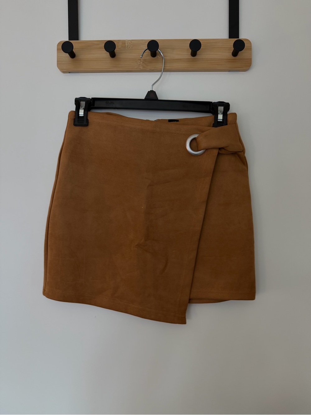 Forever21 Faux Suede Wrap Mini Skirt with Ring Detail in Tan